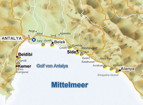 Karte Tuerkische Riviera